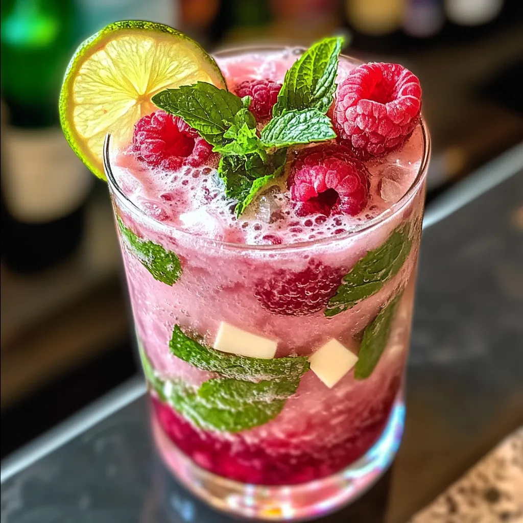Ultimate Raspberry Coconut Mojito with Fresh Mint and Tropical Flavors - tertiary view